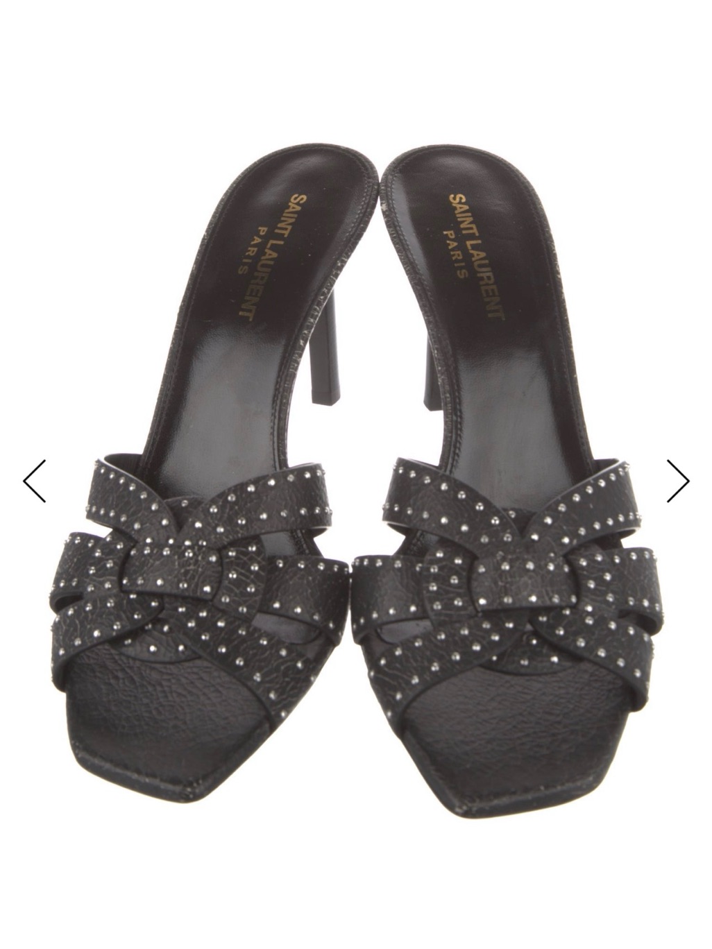 Yves Saint Laurent Black Studded Knot Mule Heels